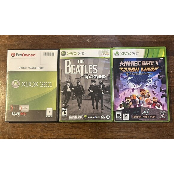 Other - Lot of 3 Xbox 360 Games - Minecraft Story Mode, Beatles Rockband & Destiny